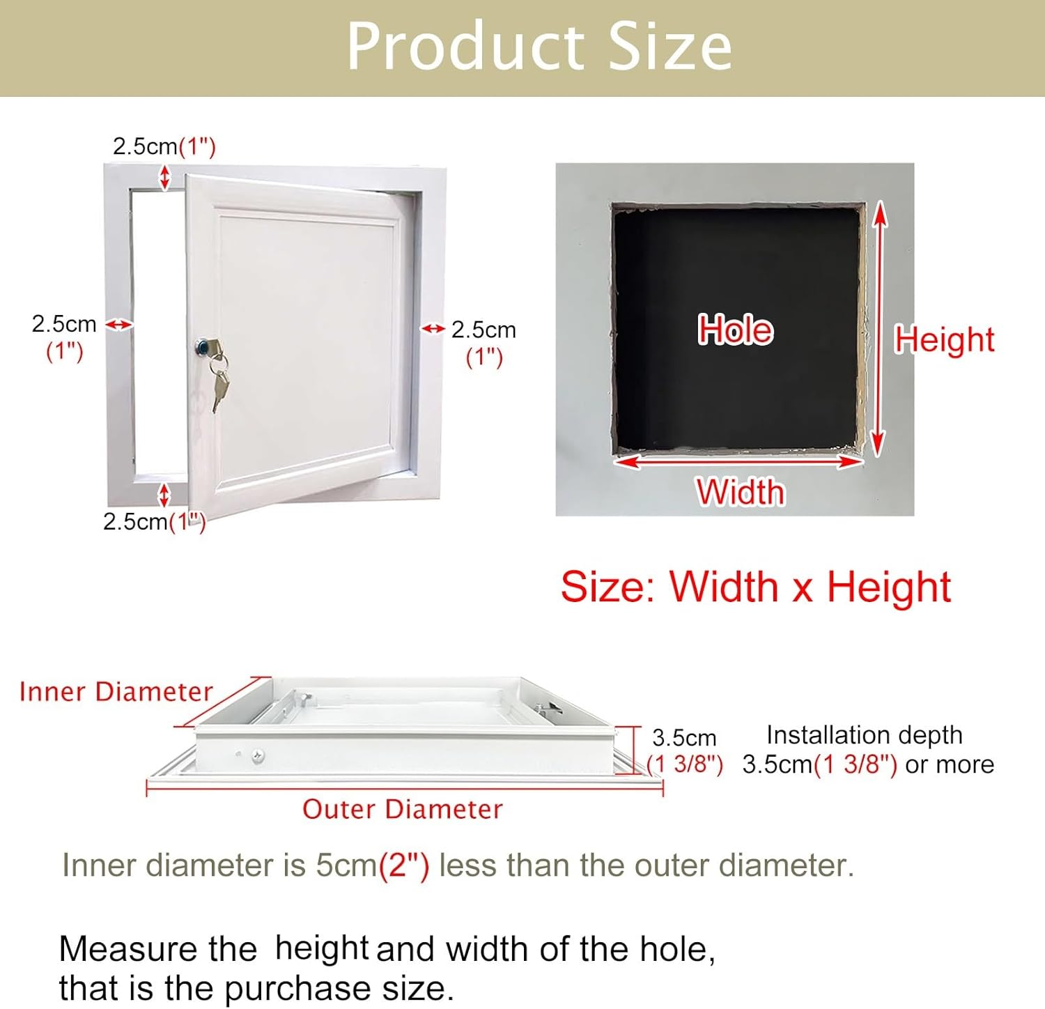 Metal Access Panel 14x18 Inch | Wall/Ceiling Access Door for Plumbing & Cable | Inspect Hatch for Easy Access (35x45cm) - Perfect for Home & Commercial Use