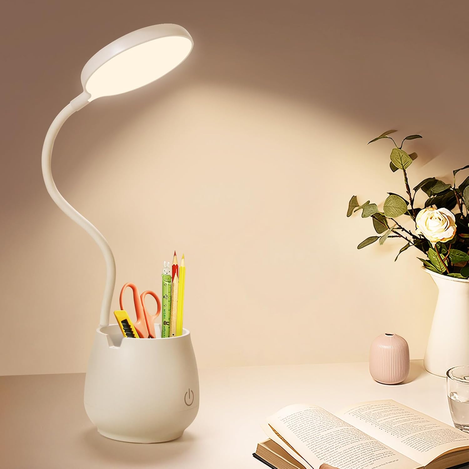 Desk Lamp for Home Office Dorm, Touch Desk Light with 3 Color Modes Flexible Gooseneck ...