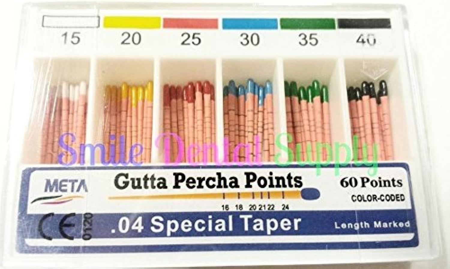 META Gutta PERCHA Points .04 Special Taper #15, 20, 25, 30, 35, 40 (Assorted - .04 Special Taper, 60 Points)