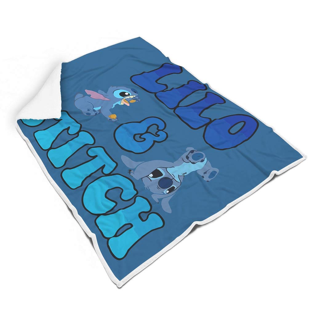 BOBONC Lilo und Stitch Decke, Flanell Mikrofaser Decke, Anti-verfärben Riesentuch Für Erwachsene Und Kinder white 130x150cm