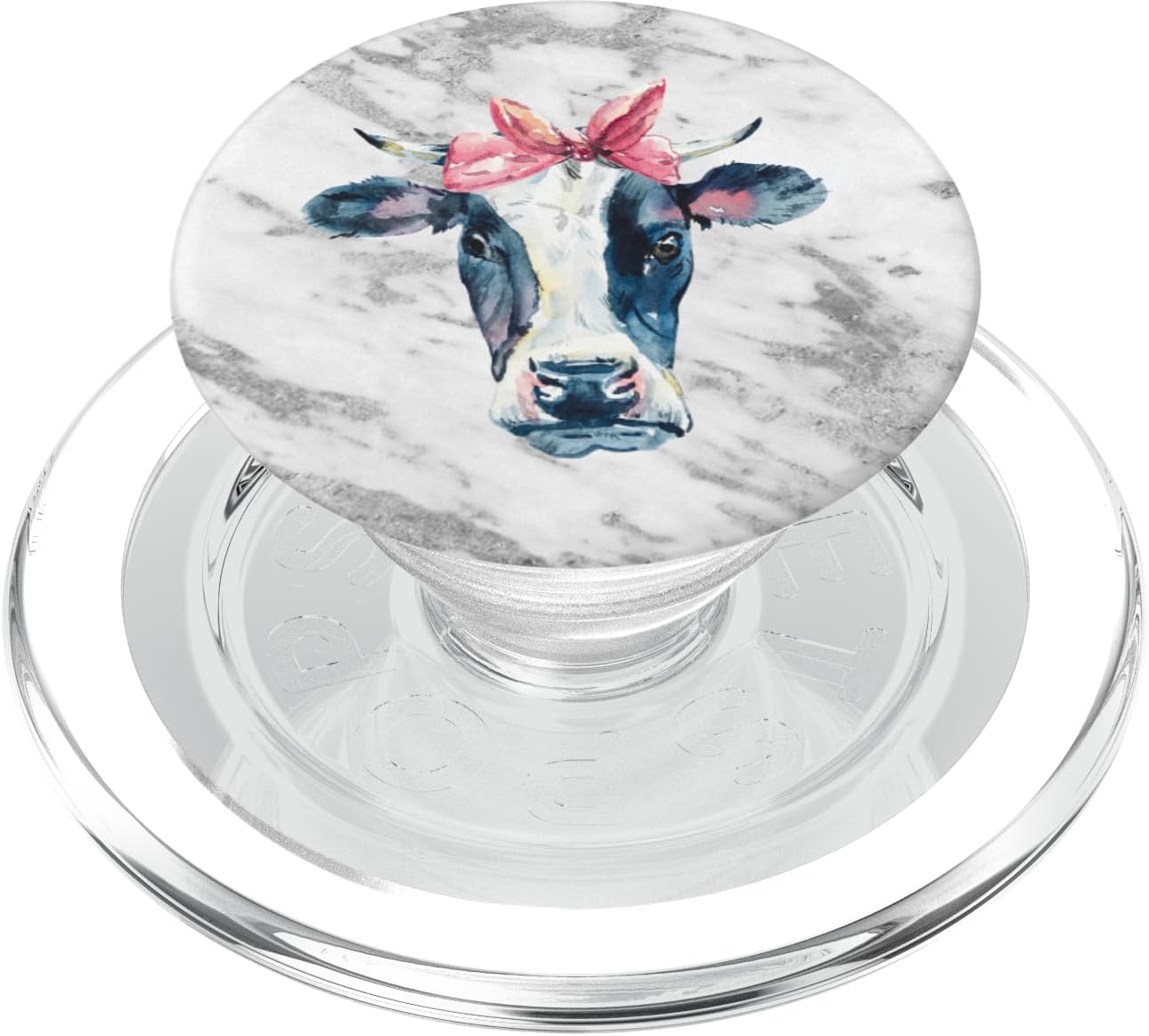 Unique Grey Cow Pink Bandana Bow - Girly Farm Barn Pastoral PopSockets MagSafe PopGrip for iPhone