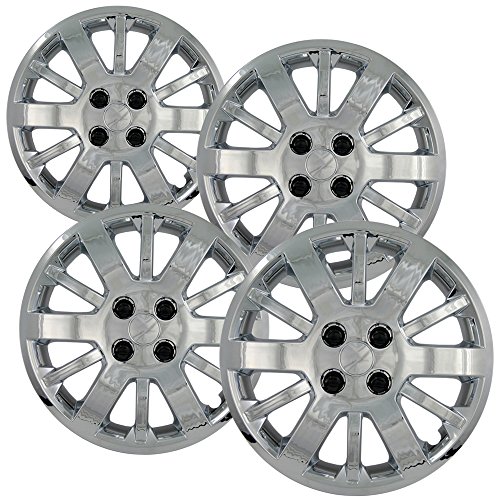 OxGord 15 inch Chrome Screw-On Hubcaps with 12 Spoke Compatible with 2005-2010 Chevrolet Cobalt Standard Steel Wheel Covers