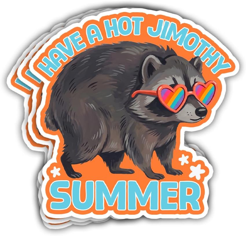(3in-3pcs) Funny Hot Jimothy Stickers Summer Seattle Raccoon Stickers Timothy Raccoon Short Spine Syndrome Viral Meme PNW Nature Cute Animal Wildlife Gifts Decor for Water Bottle Laptop Car