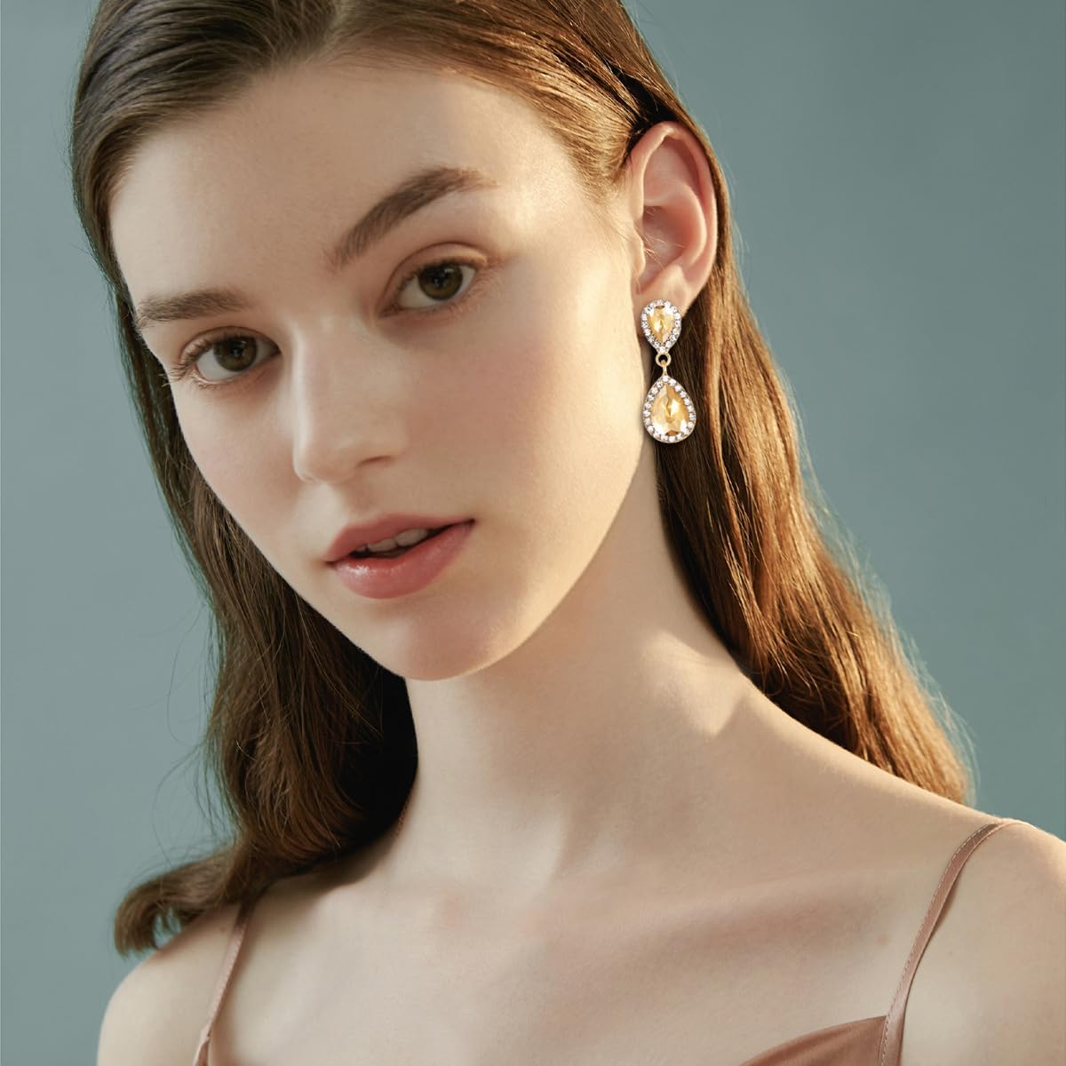 Vintage Rhinestone Teardrop Dangle Earrings Sparkle Crystal Bridal Earrings for Brides Bridesmaides Statement Drop Earrings for Women Wedding Formal Prom - Image 6