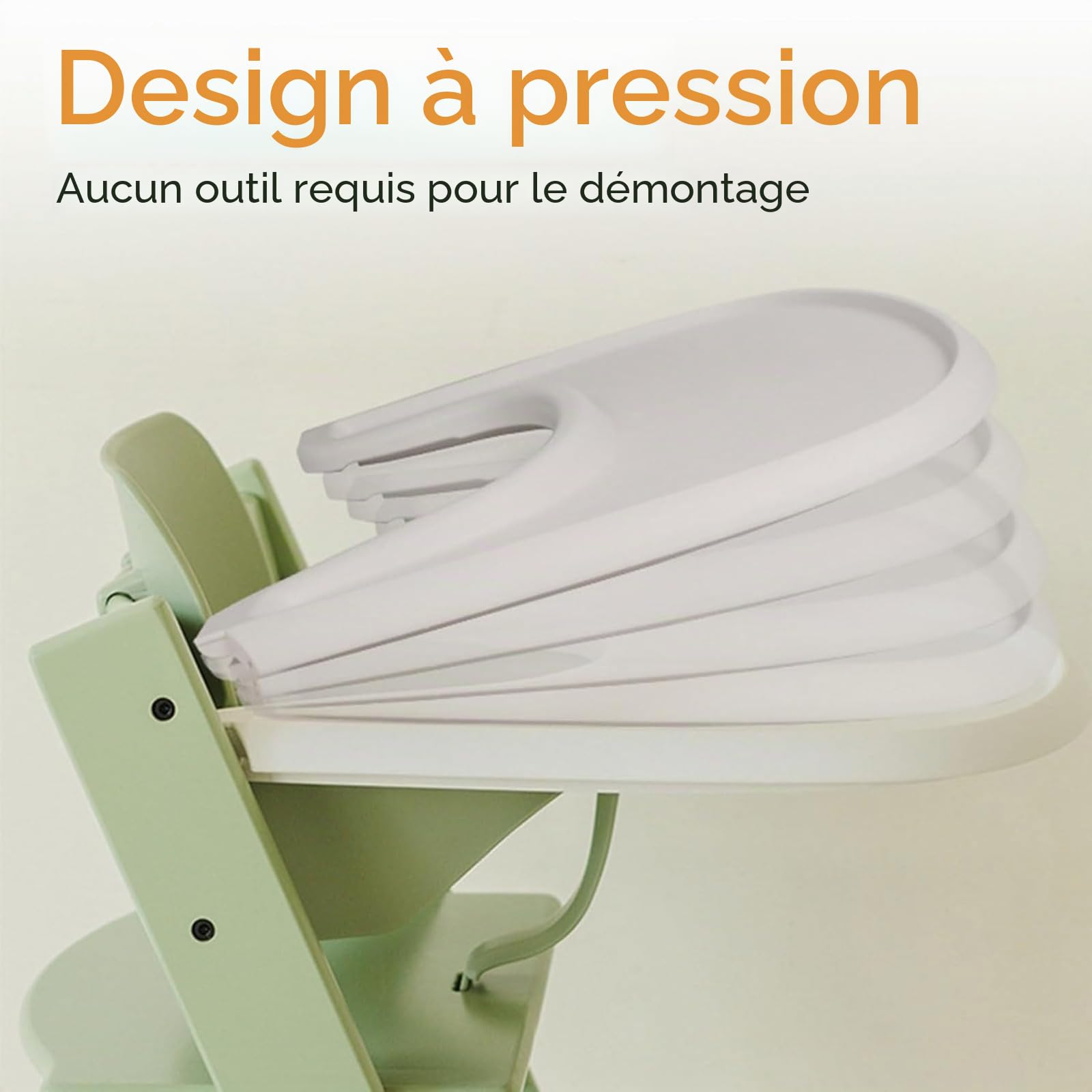 Plateau de chaise haute pour chaise Stokke Tripp Trapp - Plateau sur chaise haute - Set de table en polypropylène - Accessoires de chaise haute - 42 x 42 cm (blanc)