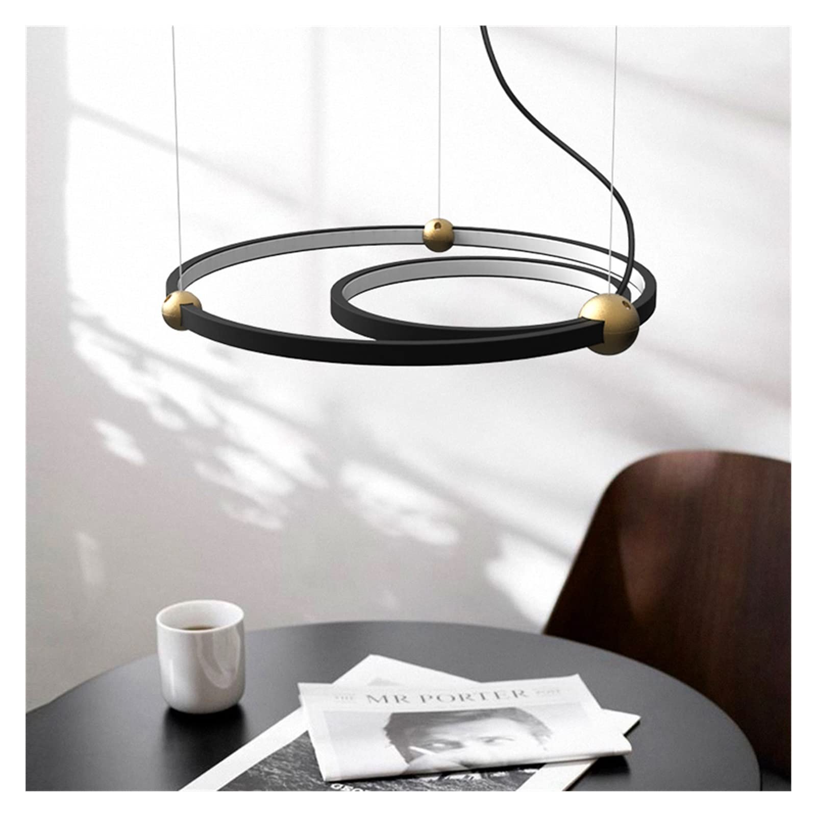 Lustre LED moderne noir en cercle pour salon et salle à manger suspension luminaire AC85-265V