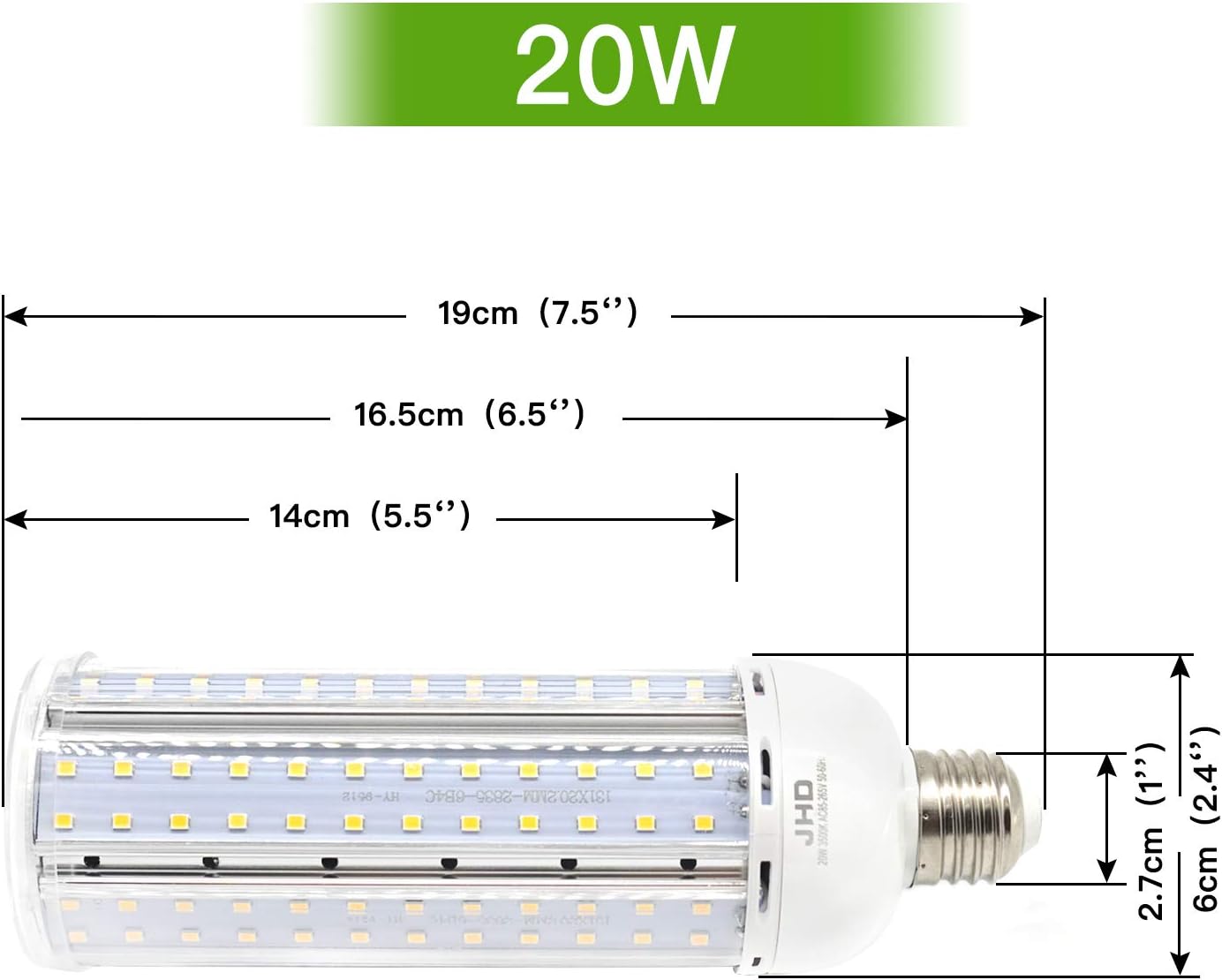 20W Warm White 3500K E26/E27 LED Corn Light Bulb with E39/E40 Adapter Super Bright LED Bulb (500W Equivalent), LED Bulb for Indoor Garage Warehouse Mall House Porch, etc.