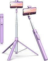Vista 17 de TONEOF Trípode selfie stick de 60 pulgadas para video, soporte extensible todo en 1 para teléfono celular con control remoto integrado, trípode