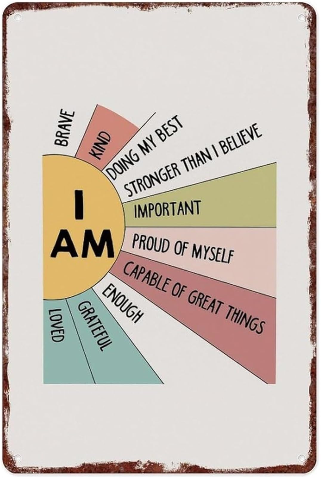 FNYUVNFAF Motivational Metal Sign Inspirational I Am Affirmations Aluminum Wall-Art Statement Decor for Office Home (8 X 12 in)