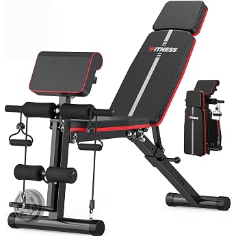 Adjustable Weight Bench for Home Training Studio, 350 kg Weight Bench Foldable with Leg Extension & Preacher Curl Pad, Tilt a