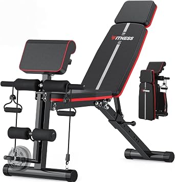Adjustable Weight Bench for Home Gym, 770LB Foldable Incline Decline Exercise Bench with Leg Extension & Preacher Curl Pad, Quick Adjustment Workout Bench Press