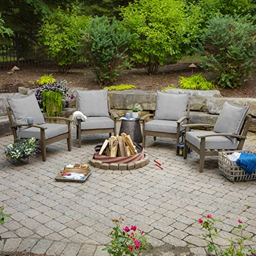 Image of Arden Olefin Outdoor Deep Seat Cushion Set (4-Pack), 24 in x 24 in, Weather-Proof, Rain-Proof, Fade Resistant Patio Cushion for Chair, Sofa, and Couch Paloma Woven Texture