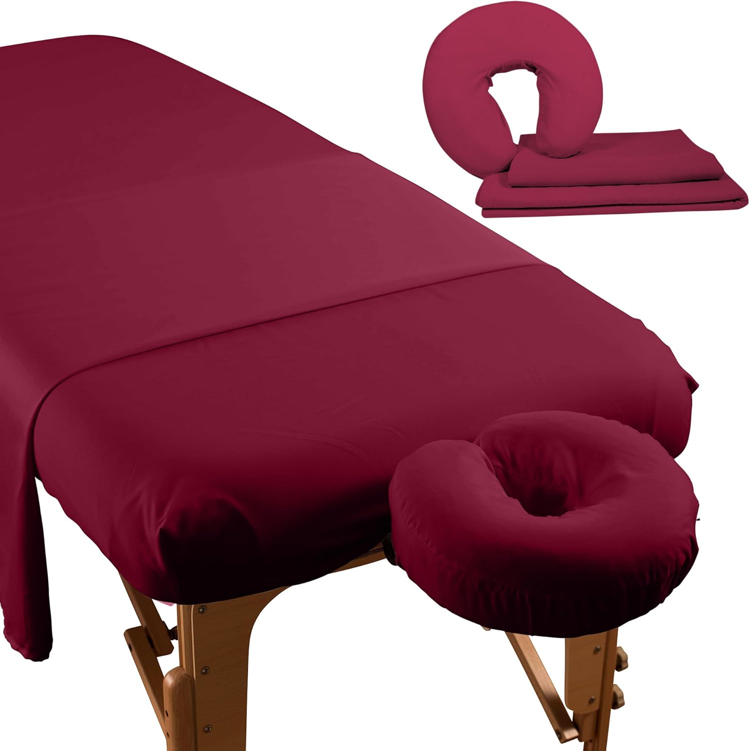 Premium Microfiber 3 Piece Massage Sheet Set by NRG - Includes Massage Table Flat Sheet, Fitted Sheet and Face Rest Cover - 100% Double Brushed Polyester, Soft as Silk - 120 GSM - Color: Stone