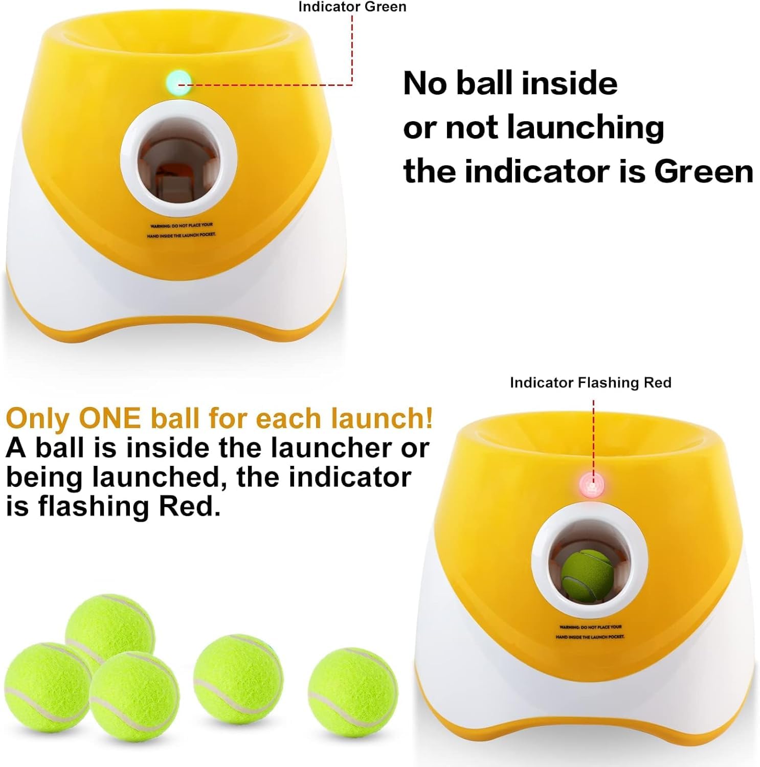 Lanzador automático de Pelotas para Perros, Lanzador de Pelotas de Tenis, Lanzador de Pelotas para Perros con 6 Mini Pelotas de Tenis de 2 Pulgadas y Bolsa de Malla, Lanzador Interactivo