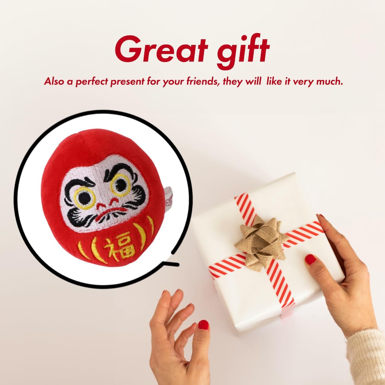 SÖPÖSÖPÖ Authentic Daruma Ornament – Japanese Temple Good Luck Symbol 8cm – Traditional Fortune Decoration Made in Japan