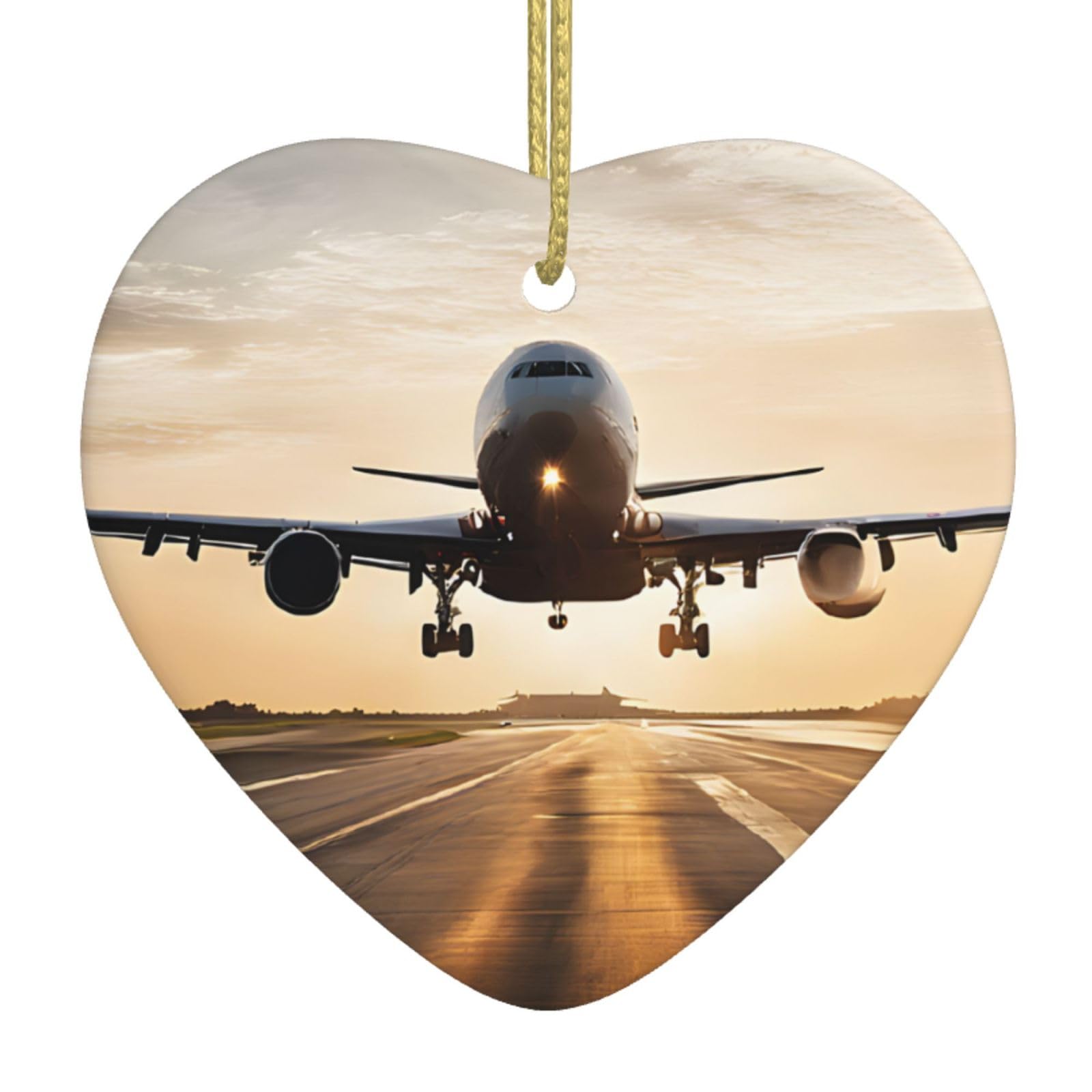 Aspoijhn Airplane (Airplane) Christmas Tree Ceramic Hanging Heart Bauble Ornaments Festive Xmas Pendant Decorations For Party Home Decor