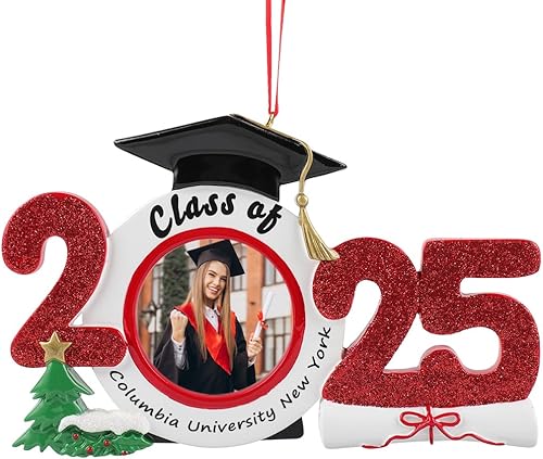 Miniatura 9 de Adorno personalizado para graduado 2025, adorno de Navidad de graduación de clase 2025, adorno de marco de fotos de graduación de felicitaciones