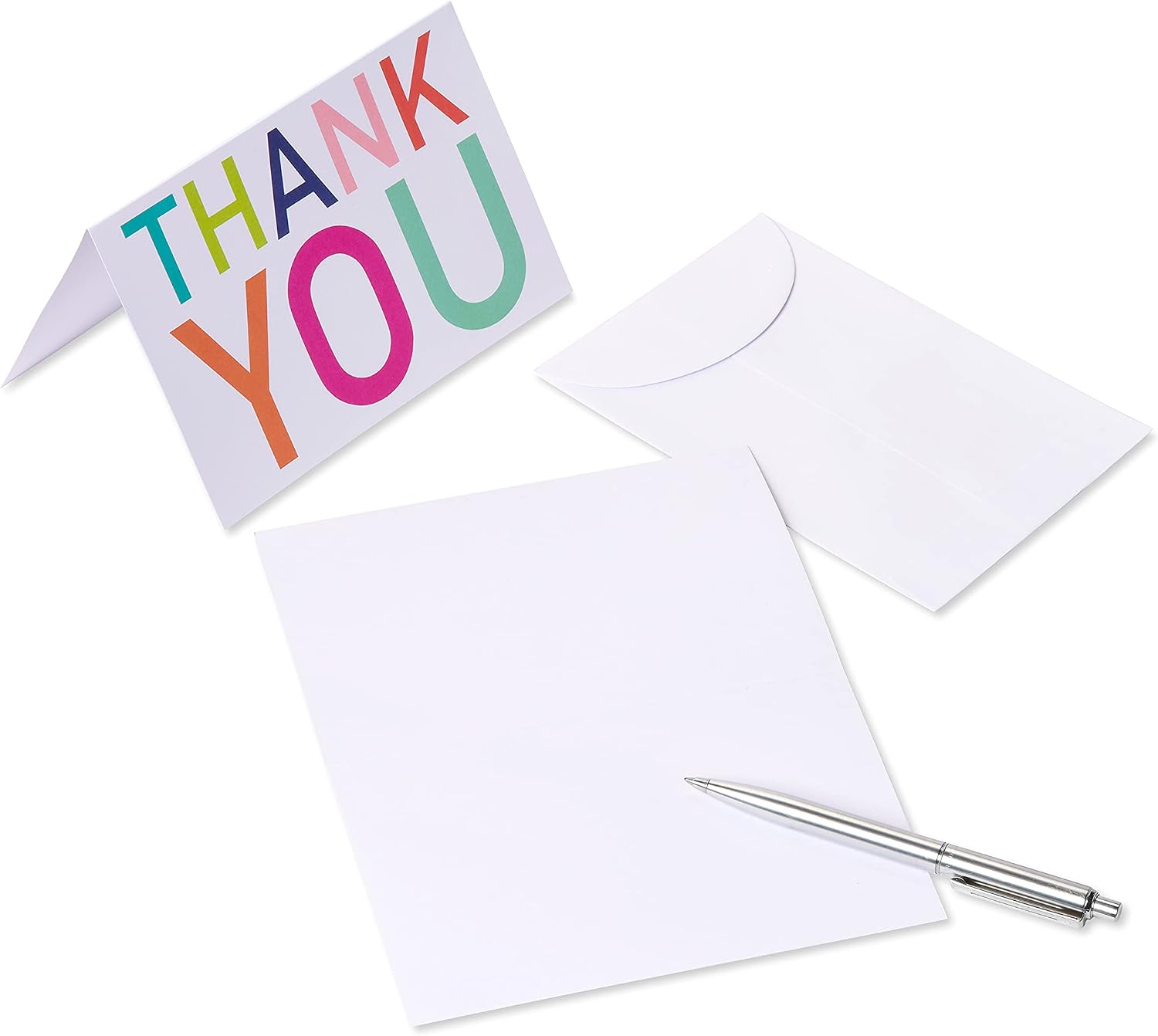 American Greetings Thank You Cards with Envelopes, Multicolored Lettering (48-Count)