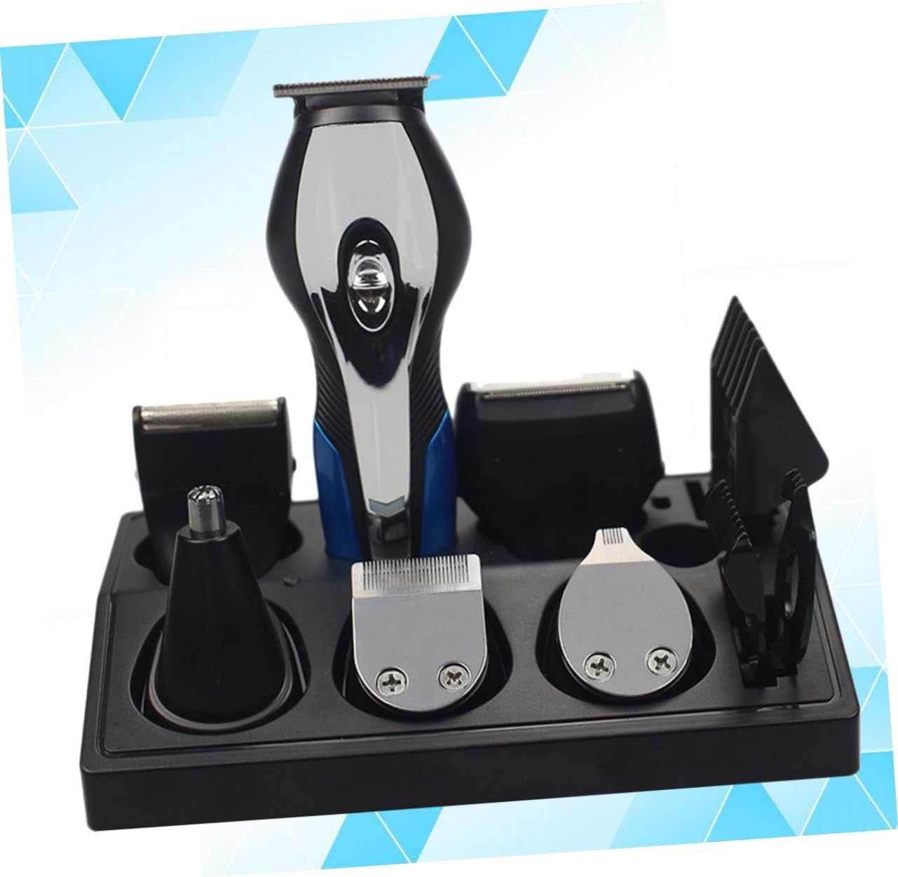1Pc USB Rechargeable Multi Function Men Trimmer Shaver Set Cutting Shears with Head Compact Design for Nose Ear Hair Black