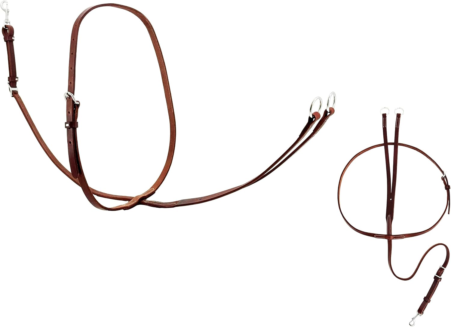 Jeereal Adjustable Leather Standard Running Martingale Equestrian Breastplates for Horse with Stainless Steel Hardware