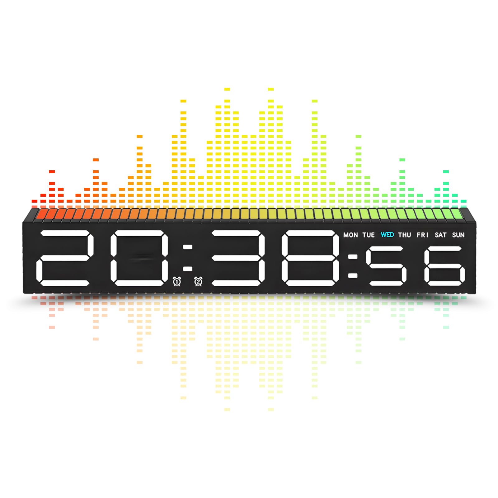 Doble alarma en este reloj despertador digital con tira de luces RGB para casa