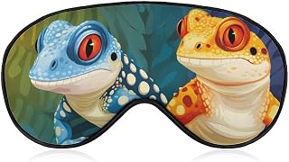 Lizard Turtle Leopard Gecko Reptile Soft Eye Mask with Adjustable Strap Light Blocking Night Sleeping Travel Nap for Men Women