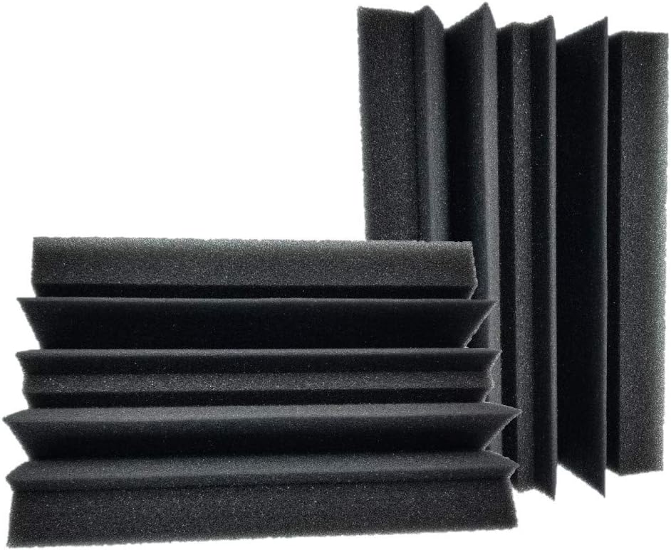 Bookishbunny 12 Pieces Acoustic Foam Bass Trap Studio Sound Proofing Corner Wall Recording Studio (10" x 5" x 5")