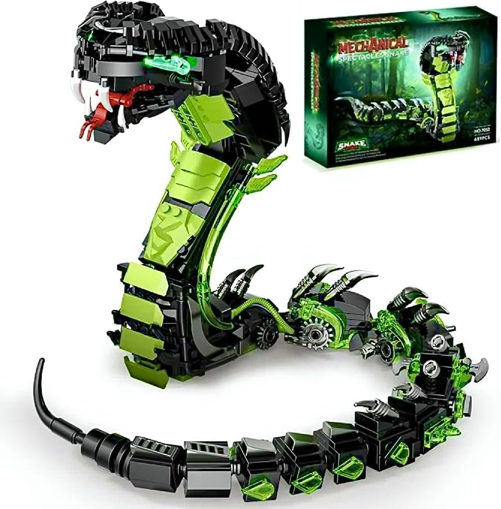 Fangool 2025 Mechanical Snake Building Blocks Set, Technological Cobra Animals Model Toy Set, 689 Pcs Creative Toys Gifts for Adults