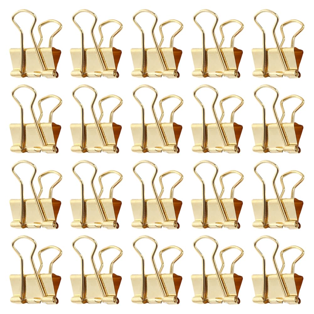 100 Pcs 15mm Small Metal Paper Binder Clips Mini Binder Clamps Cute Office Supplies Paper Clips Decorative Binder Clips Small Paperwork Clips Golden