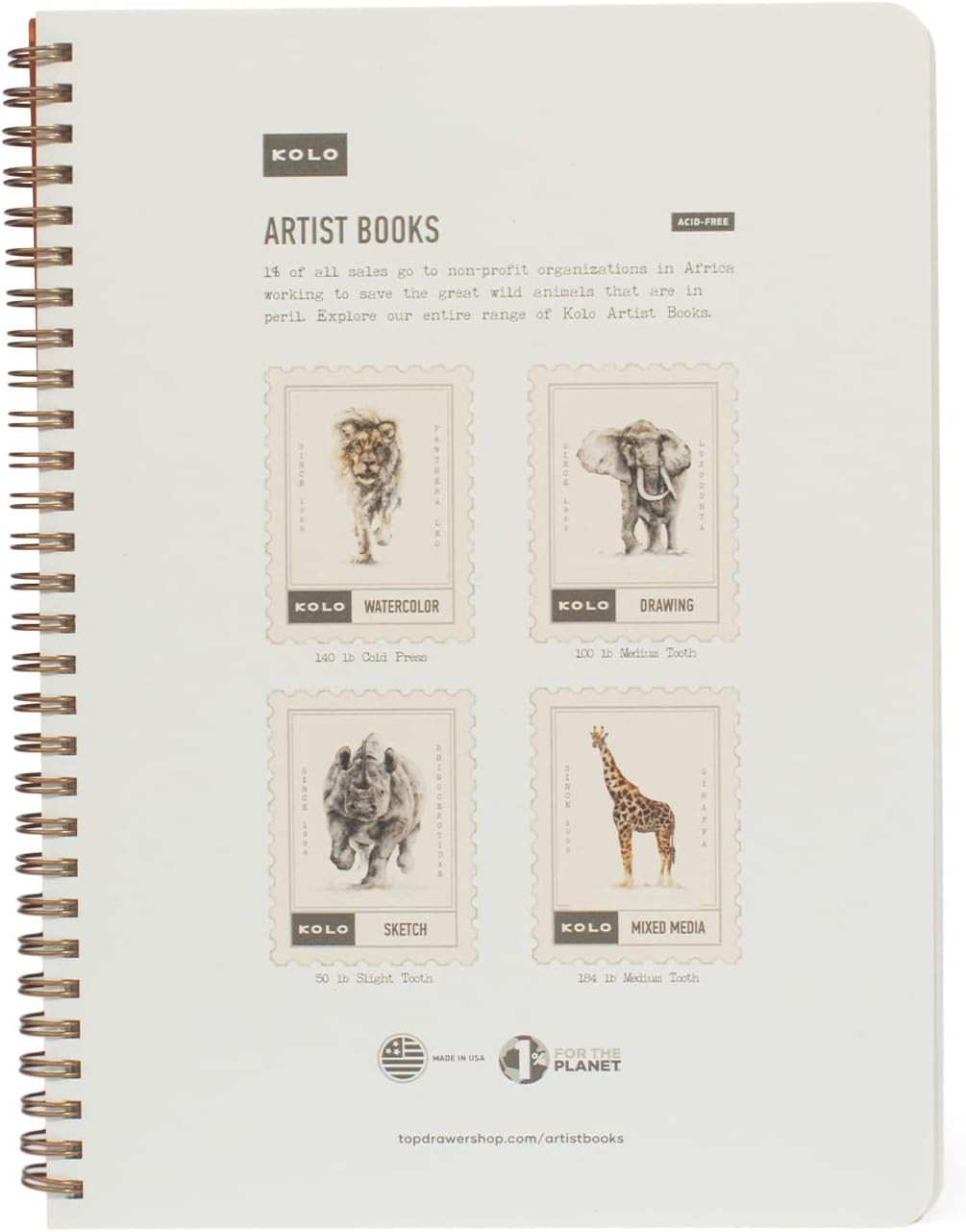 Kolo 7x10 Professional Watercolor Book, 100% Cotton, Spiral Bound, 140lb/300gsm, Cold Press