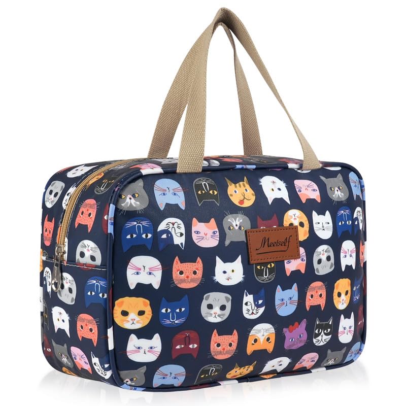 Aucuu Neceser Mujeres, Neceser de Viaje, Bolsa de Cosméticos Impermeable, Bolsa de Maquillaje Portátiles, Bolsa Aseo señora, para Uso Diario Viaje-Gato