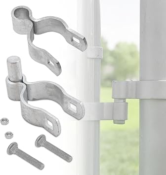 Chain Link Fence Gate Post Hinges - Heavy Duty Galvanized Steel, Corrosion-Resistant Outdoor Gate Hardware with Bolt & Nut, 1Pack 1-3/8"