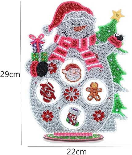 Miniatura 2 de YEESAM ART Kits de pintura de diamantes de mesa de muñeco de nieve de Navidad, decoración de Navidad de 11 pulgadas, arte de diamantes de imitación