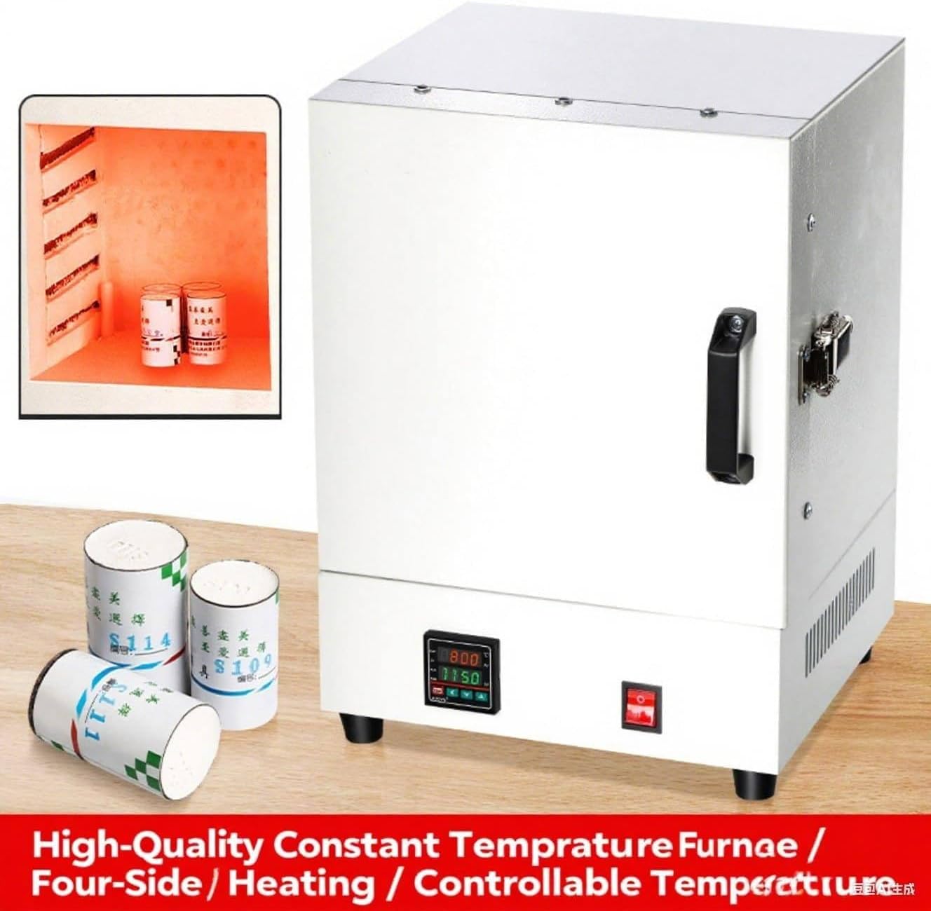 Lab Muffle Furnace 1150℃ 2000W, Digital Ceramic Fiber Kiln for Ashing, Heat Treating, and Jewelry Plaster Mold Dewaxing Processes