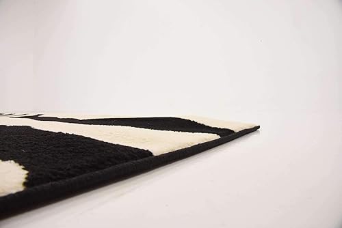 Miniatura 7 de Unique Loom Wildlife Collection - Alfombra de área inspirada en animales con diseño de cebra, 6 x 9 pies, marfilnegro