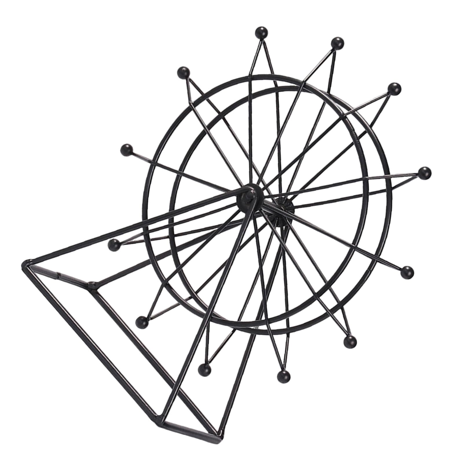 Sculpture métallique de grande roue noire, décoration d'art en fer forgé