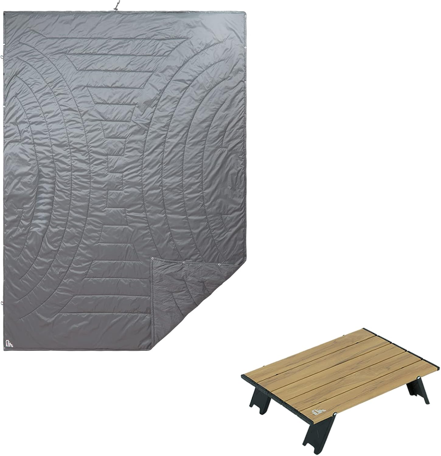 iClimb 1 3M Thinsulate Insulation Warm Camping Blanket and 1 Mini Folding Table Bundle, Ultralight Compact for Adults Outdoor Backpacking Camping Hiking Beach Concert