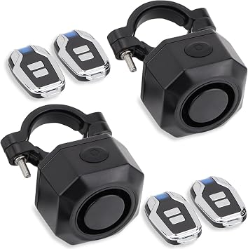 Two Packs Bike Horn Electric Vehicle Alarm Wireless Vibration Alarm System with Motion Sensor Waterproof Rechargeable Antitheft Alarm for Ebikes Bike Scooter