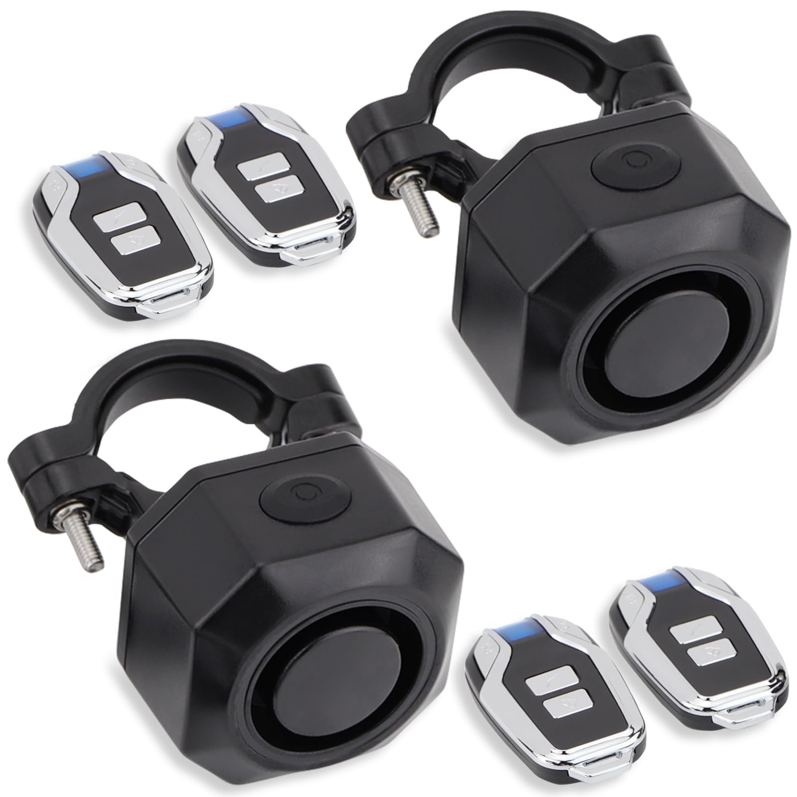 2 Pack Alarme de Voiture électrique système d'alarme de Vibration sans Fil avec capteur de Mouvement, Corne antivol Rechargeable imperméable à l'eau