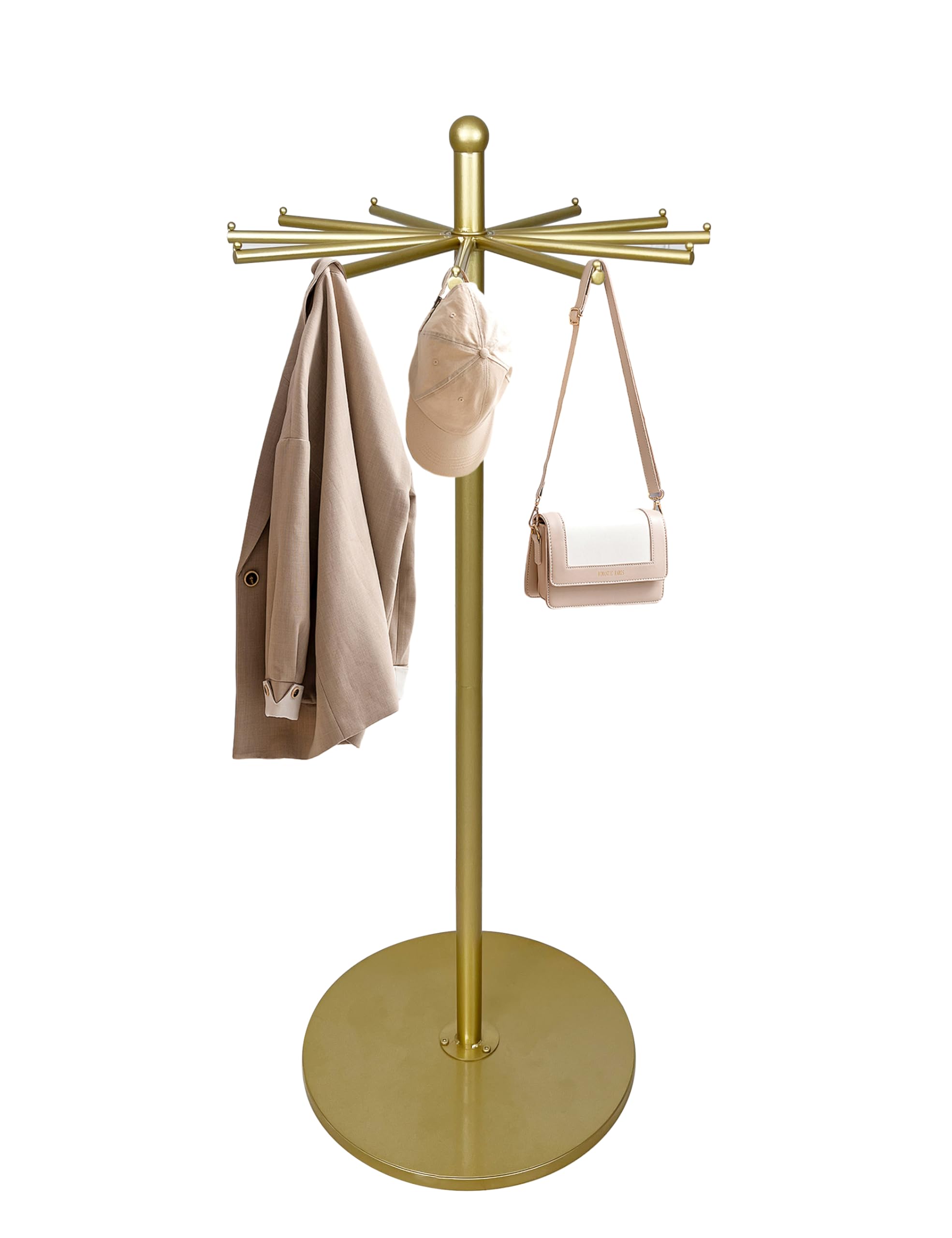 TianMoonchen 360-Degree Multi-Functional Rotating Stand With 12 Arms?100lb Capacity? Storage for Scarves, Bags, Shawl, Etc | Heavy-Duty Metal Rack for Retail Stores, Boutiques & Home Organization