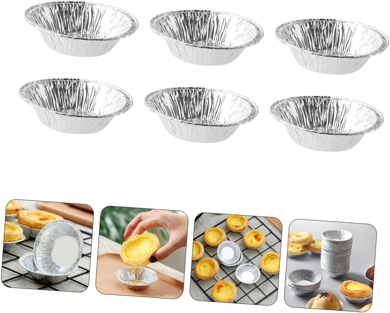 Tin Foil Heavy Duty Egg Tart Molds Non-stick Baking Molds for Cupcakes Disposable Egg Tart Pans