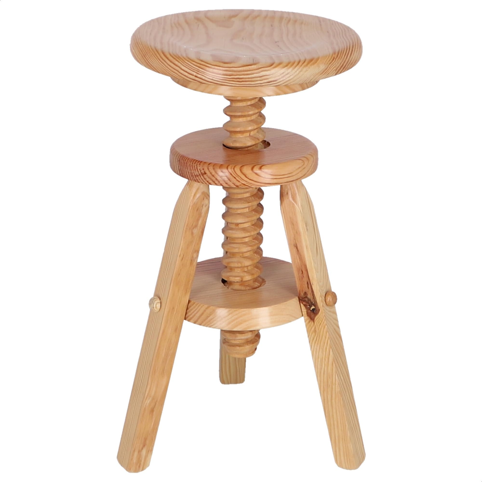 WELL HOME - Round wooden swivel stool, varnish finish, 29x29x64cm