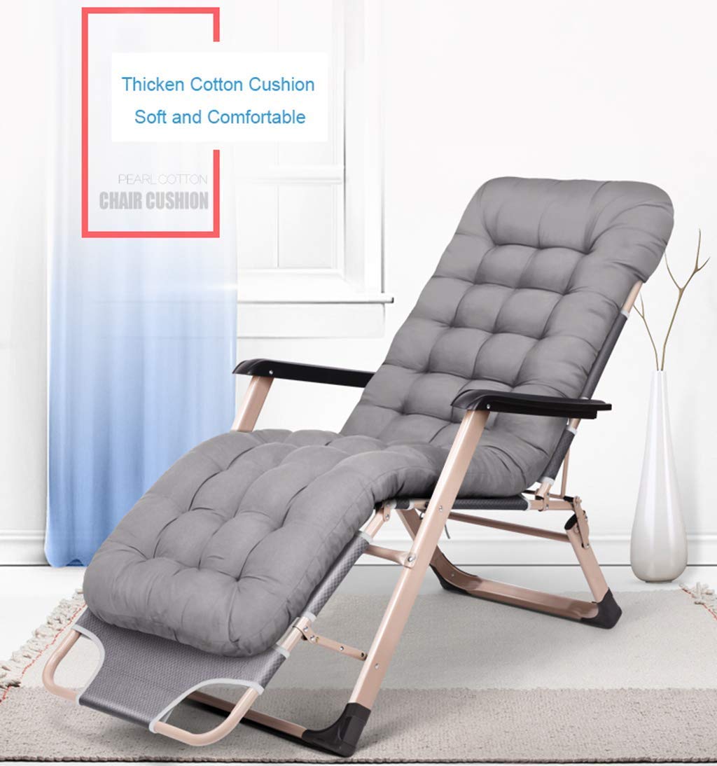 Chaises longues pliantes réglables – Chaises de camping inclinables avec coussins pour patio, terrasse, piscine, plage – Support robuste de 180 kg (gris)