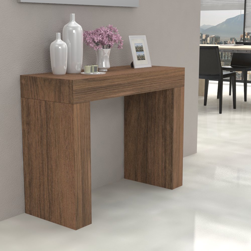 VE.CA - KILKA - Tavolo Consolle Fissa - Mobile Consolle da Ingresso - Ideale come consolle ingresso, tavolo da pranzo, arredo - Colore: Noce - Made in Italy