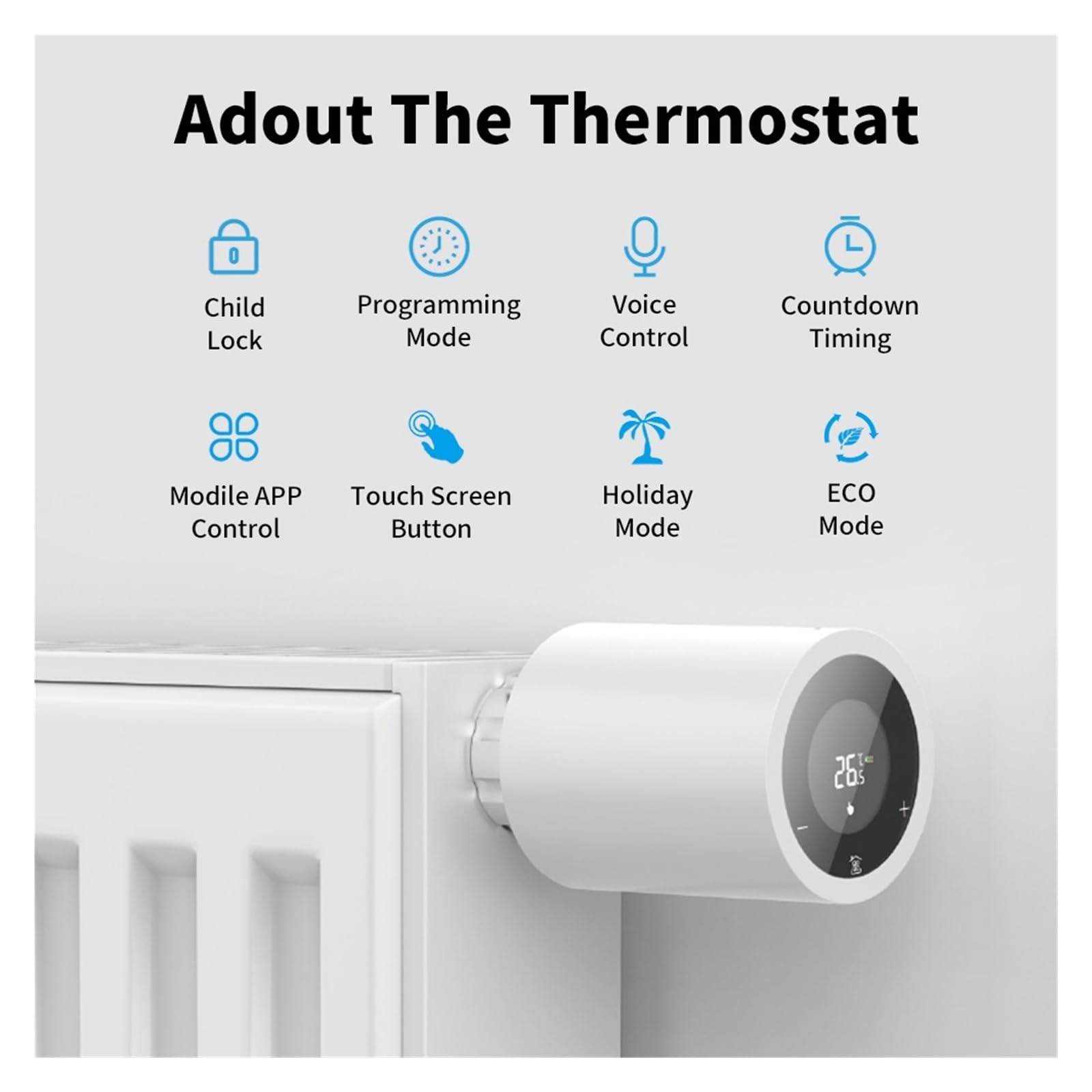 Inteligentny termostat, Inteligentny siłownik chłodnicy Tuya, termostat zaworu TRV automatyczna programowalna kontrola głosowa temperatury dla Alexa Google Home(2Pcs)
