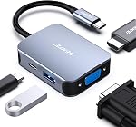 BENFEI USB C HUB 4-in-1, USB Type-C to HDMI VGA Adapter, USB C to USB Adapter, USB Type-C Power Delivery, Compatible with iPhone 15 Pro/Max, MacBook Pro/Air 2023, iPad Pro, iMac, S23, XPS 17