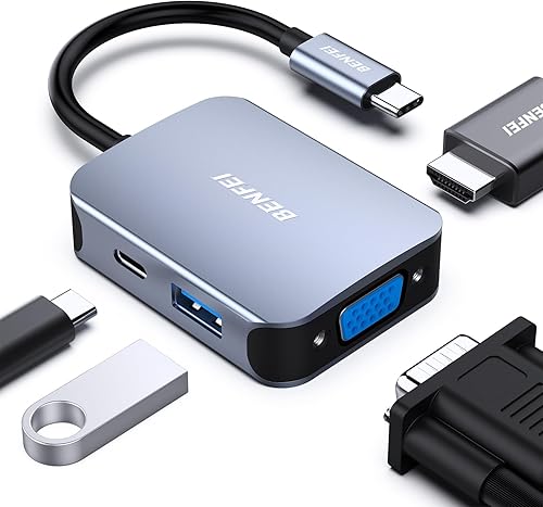 Miniatura 8 de BENFEI USB C HUB 4 en 1, adaptador USB tipo C a HDMI VGA, adaptador USB C a USB, entrega de energía USB tipo C, compatible con iPhone 15 ProMax,