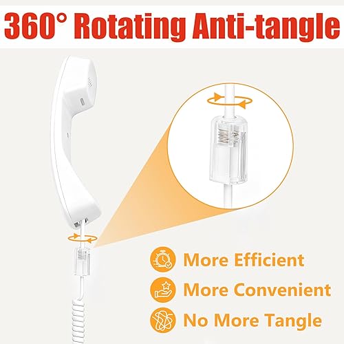 Miniatura 4 de Uvital Desenredador de cable de teléfono para teléfono, 1 paquete de cable de teléfono de 10 pies sin enrollar (1.2 pies en espiral) y 1 paquete de