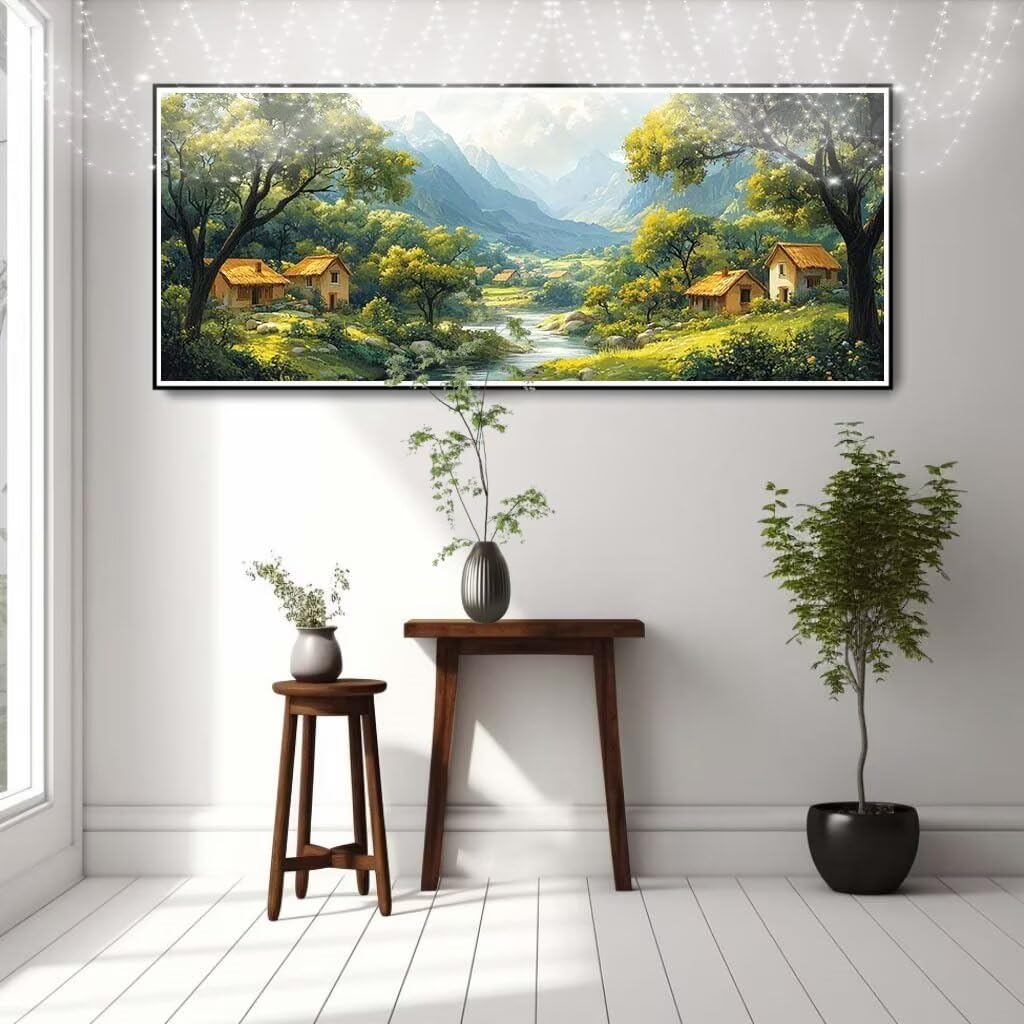 5D DIY diamentowe malowanie kompletny zestaw, strumień, obrazy kampanii do malowania diamentami zestaw, spędzanie czasu dla dorosłych diamentowa dekoracja ścienna do domu 80 x 200 cm 58Y-13903
