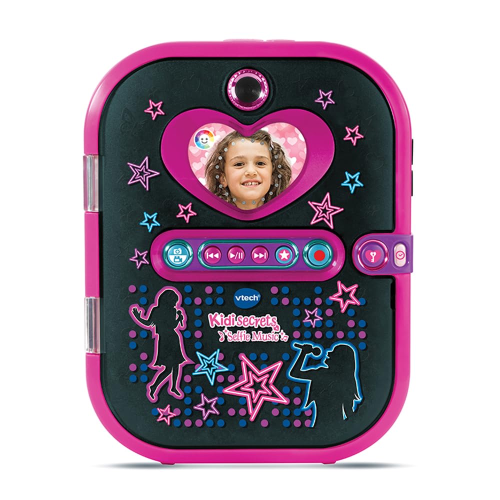 VTECH - Kidisecrets Selfie Music Noir - Agenda Electronique Musical | Diario Electrónico para Escribir y Grabar Secretos en Vídeo, Foto y Selfie, con Reconocimiento Facial